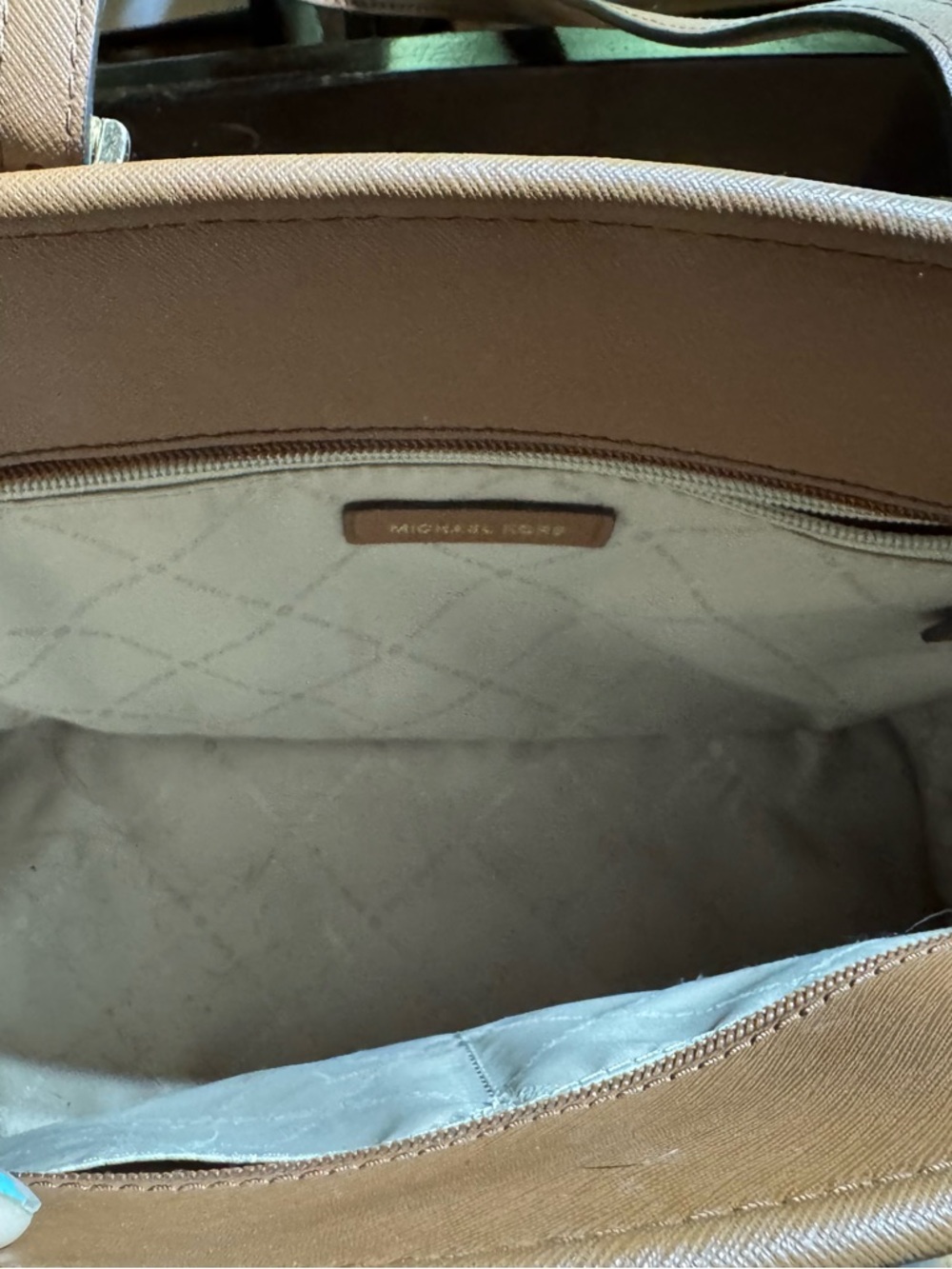 Michael Kors Tan Brown Leather Tote with Quilted Interior